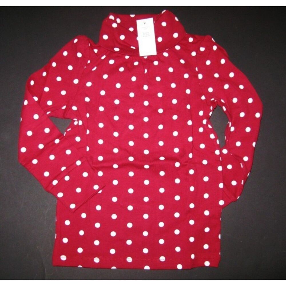 NEW Baby Gap kids girls T-shirt 2 2T red white polka dot turtleneck top Holiday